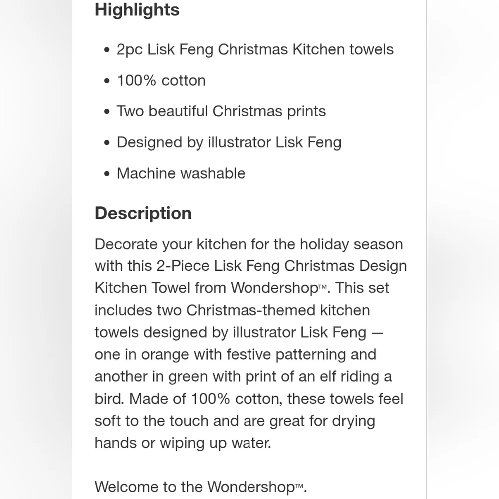 2pc Lisk Feng Christmas Design Kitchen Towel - Wondershop Target Holiday
